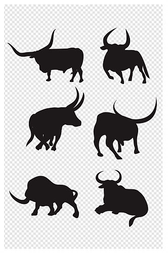 牛的装饰元素剪影
