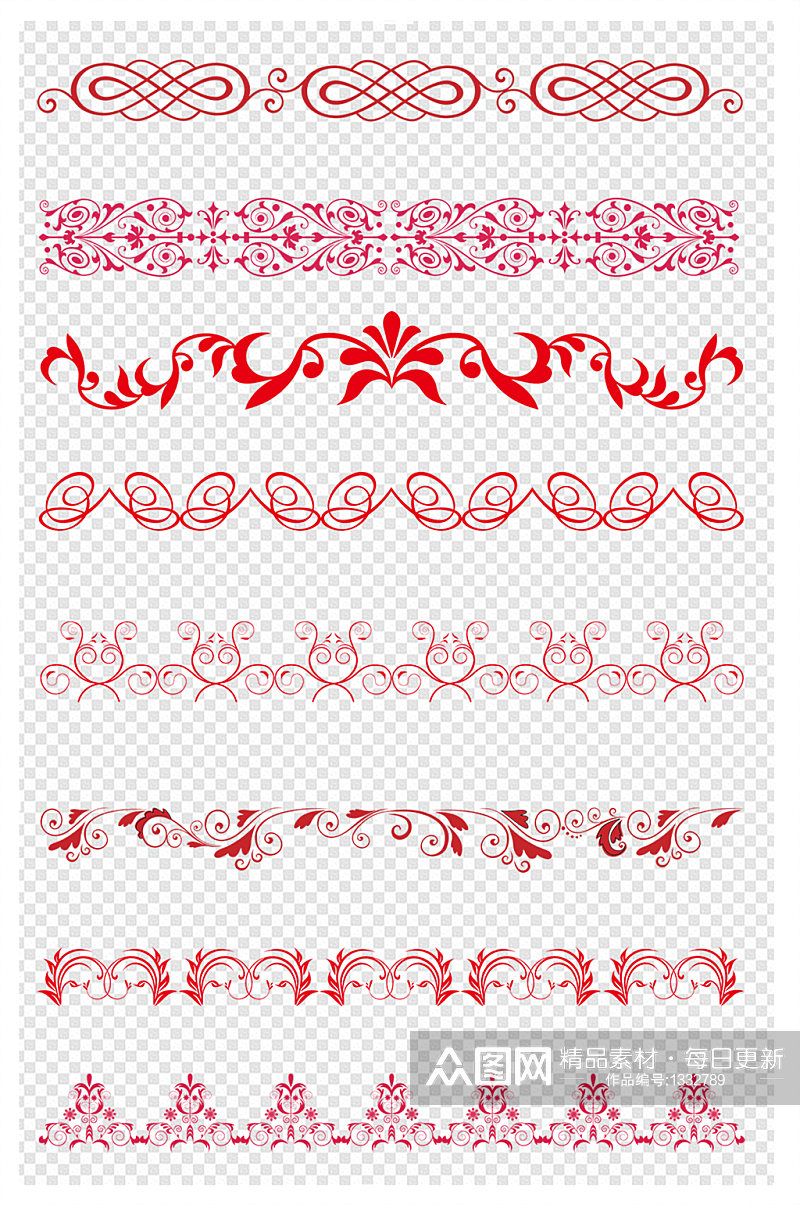 红色装饰花纹边框元素素材