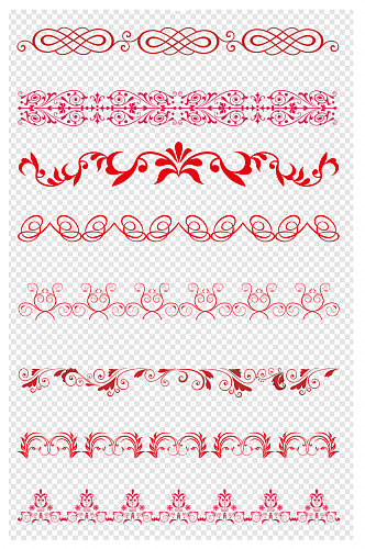 红色装饰花纹边框元素