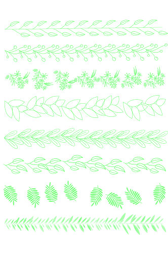 清新手绘绿色植物绿叶分割线装饰线