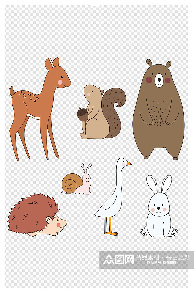 可爱森林小动物卡通素材素材