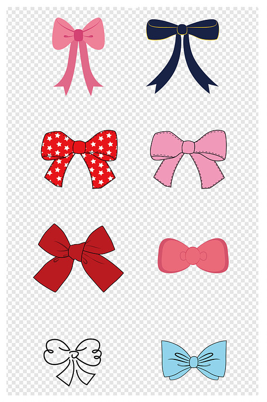 手绘卡通蝴蝶结元素装饰素材