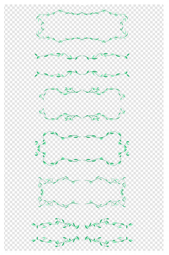 小清新绿色叶子树叶边框标题框文本框内容框