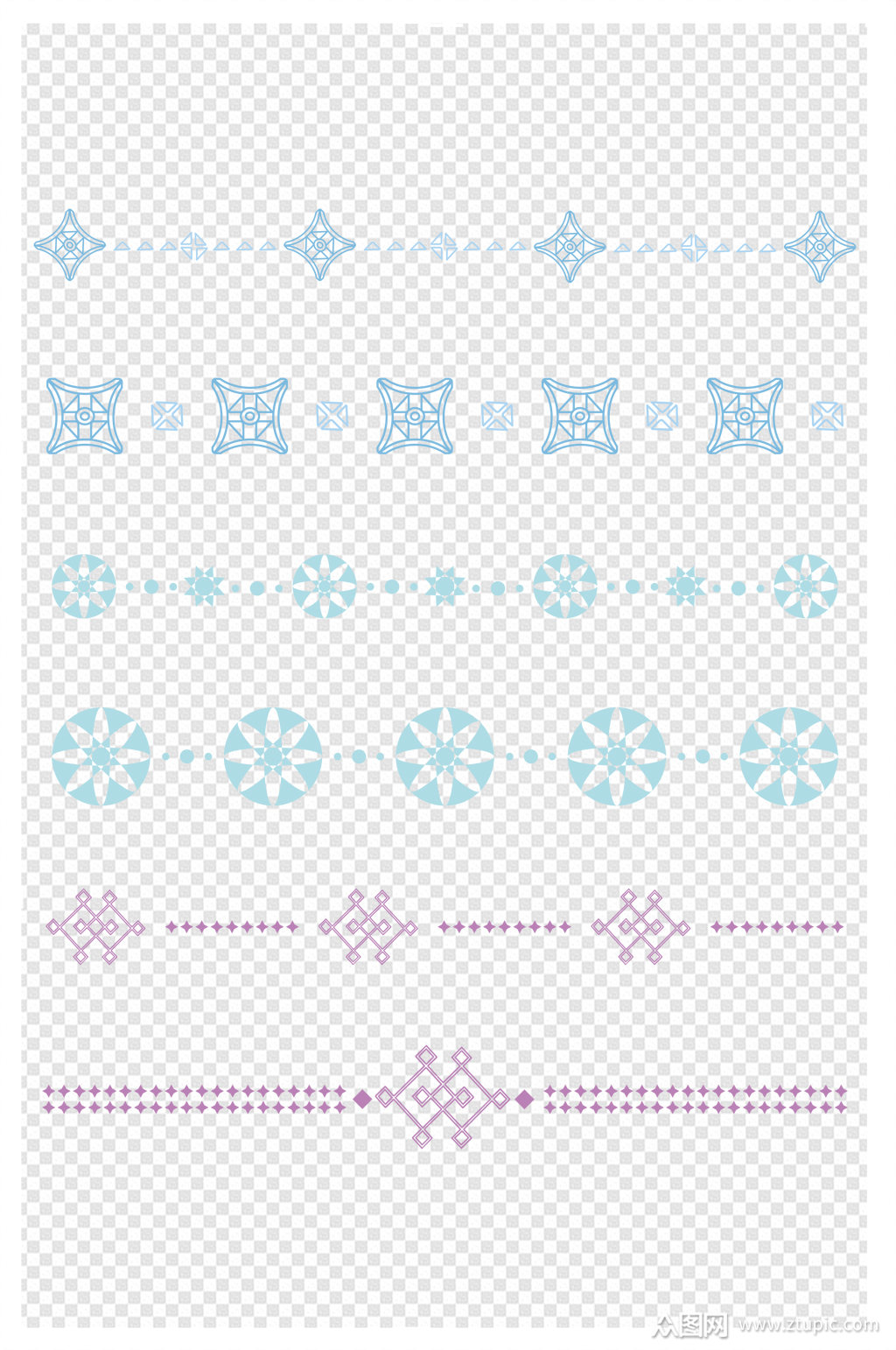 手绘小清新冰雪雪花分割线插画素材