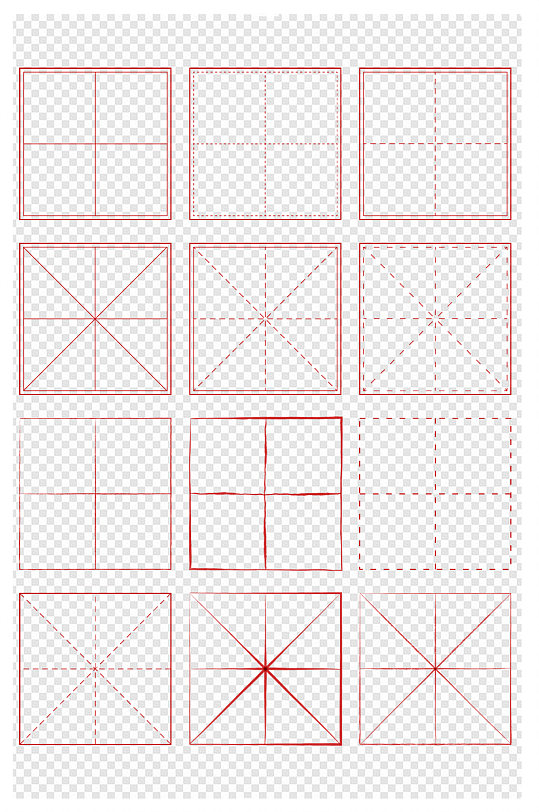 中式花纹底纹米字格田字格常用中国风素材