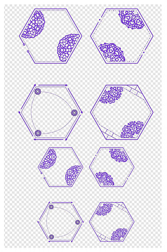 春季春天复古风六边形花型边框素材元素副本