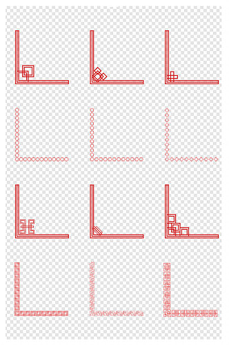 中式边框花纹中国风红色边框边角素材