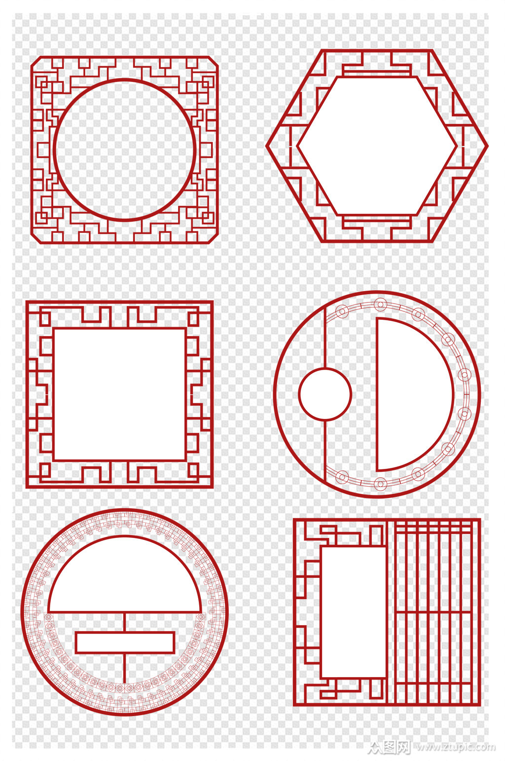 中式花纹花格窗格古典中国风边框