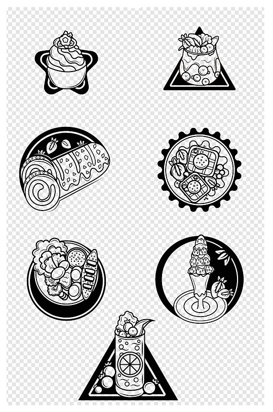 美食插画甜点线描画素材