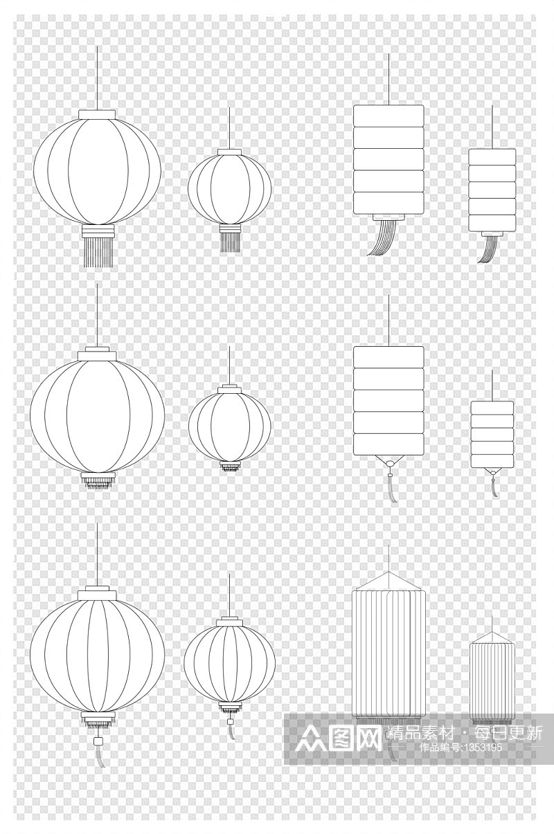 灯笼中国风元素春节简单节日插图素材