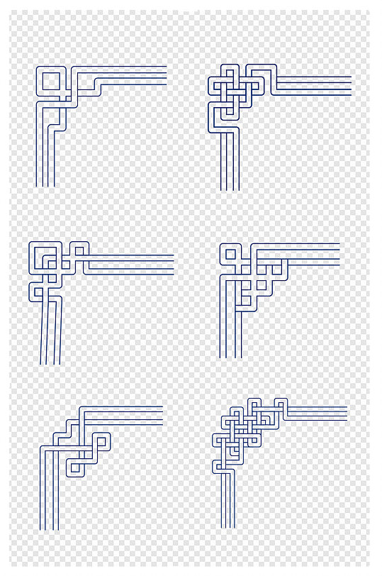 中式花纹边角中国风古典边框标题框免扣元素欧式古典花边证书邀请函边