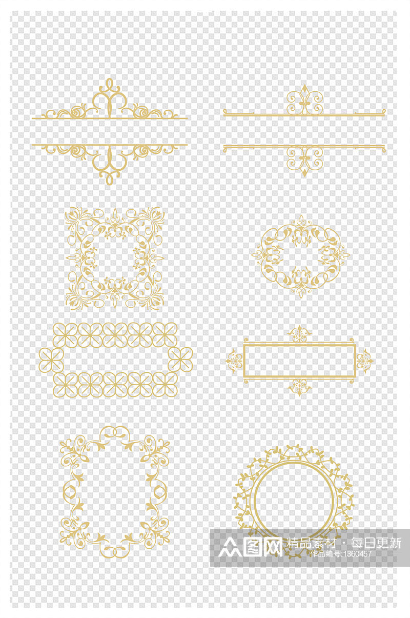 金黄色华丽欧式花纹边框素材素材