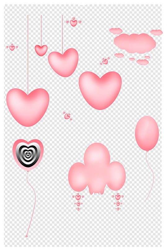 爱心气球云小飞机情人节七夕节元素-众图网