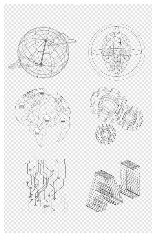 科技地球互联网科技线条元素
