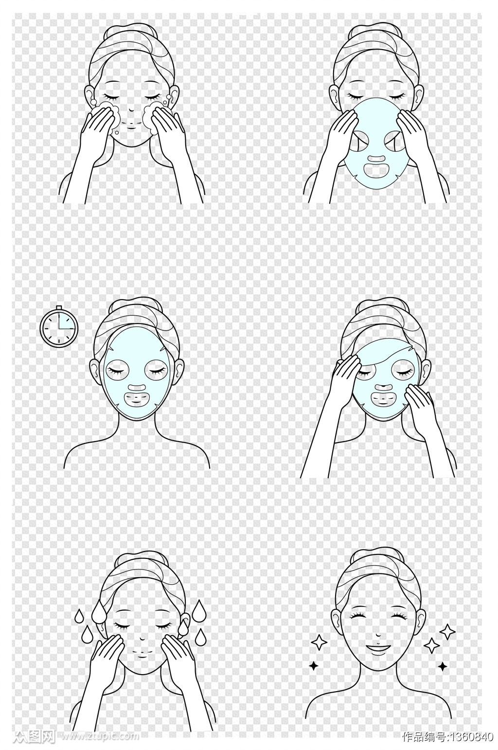 美白护肤洁面清洁补水保湿面膜使用步骤说明模板下载 编号 众图网 美白护肤洁面清洁补水保湿面膜使用步骤说明模板下载 编号 众图网