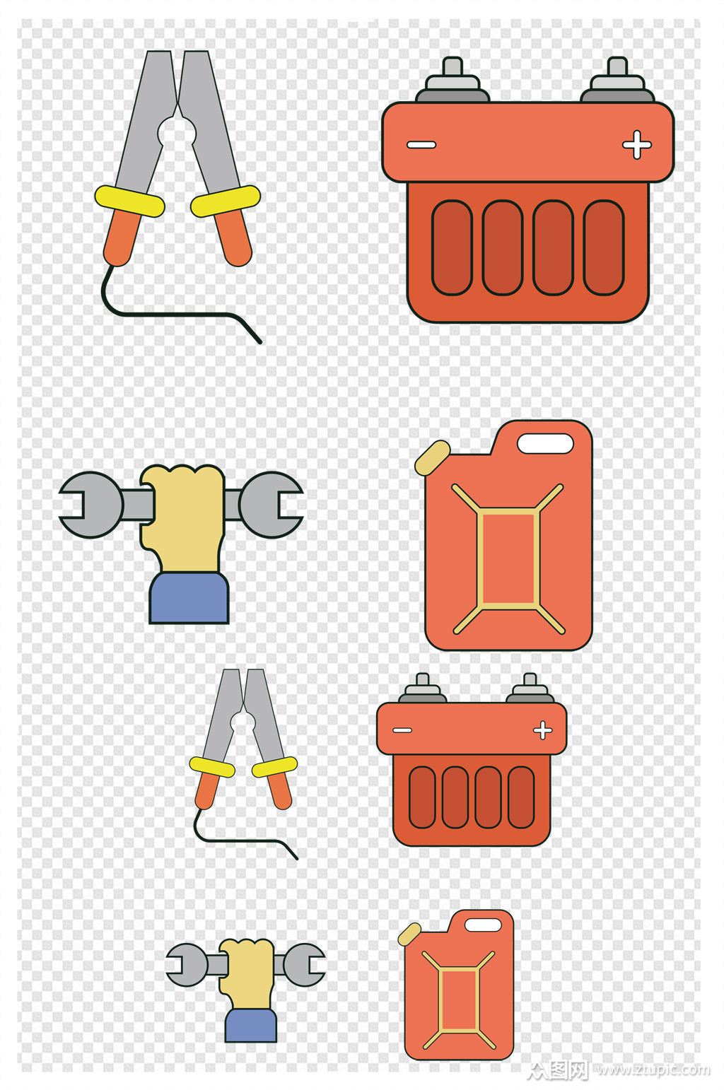 汽车零件卡通图标