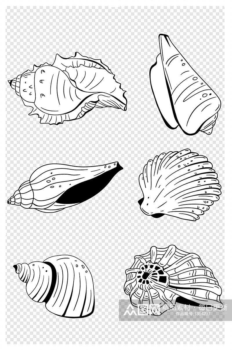 手绘海洋生物沙滩海螺贝壳图素材素材