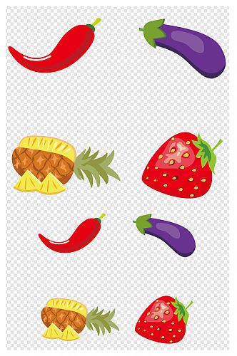 卡通可爱水果蔬菜草莓插画设计装饰元素