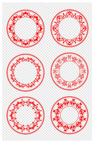 中式古典纹理设计红色圆圈图案设计