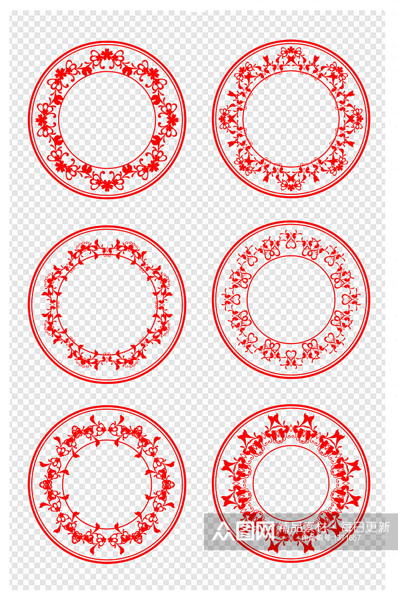 中式古典纹理设计红色圆圈图案设计素材