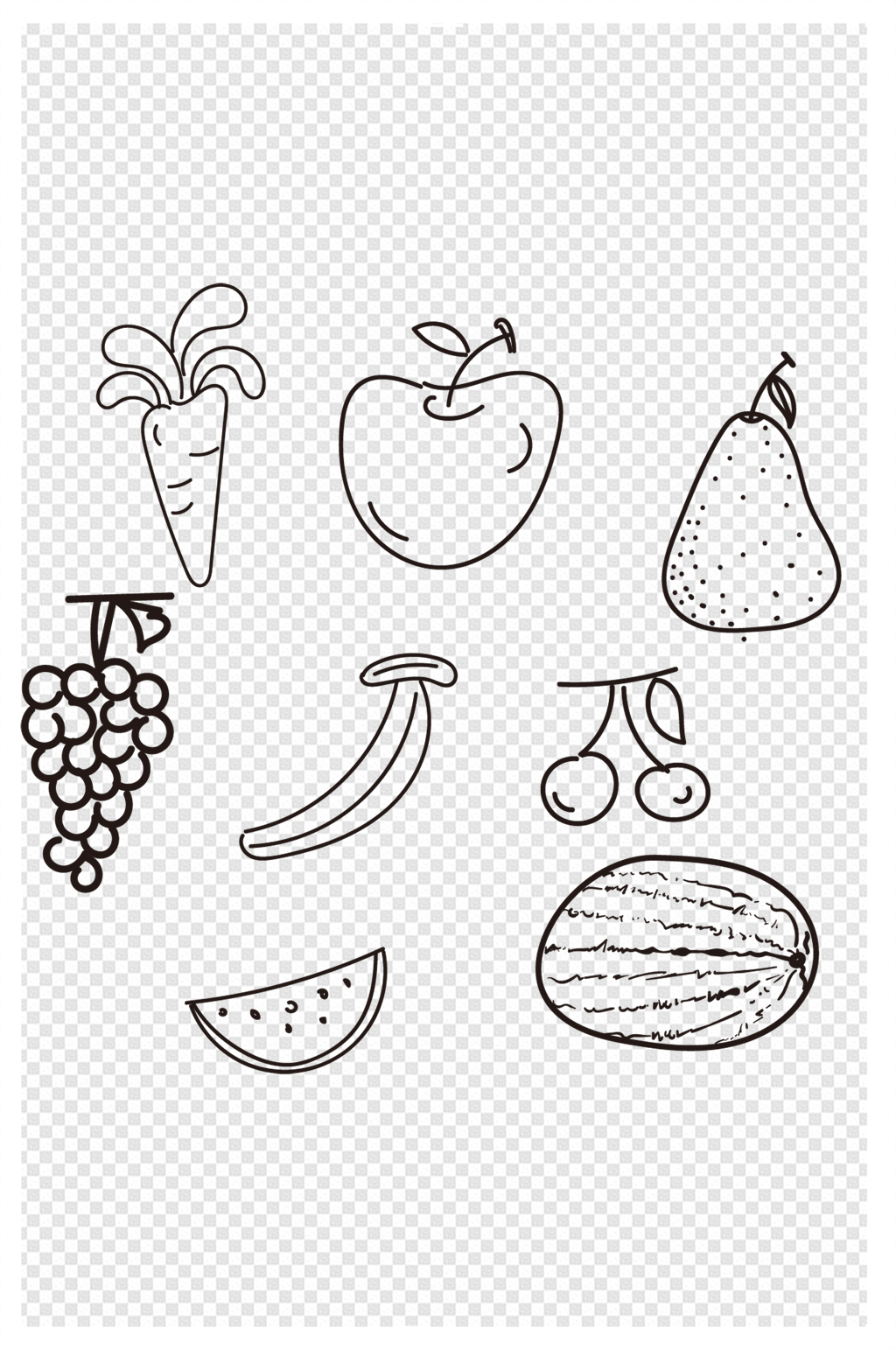 点与线的组合图画水果图片