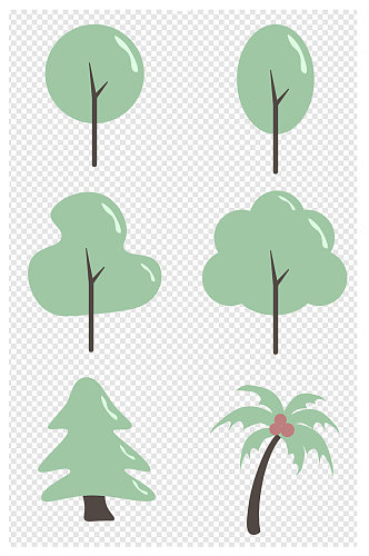 可爱椰子树大树卡通元素