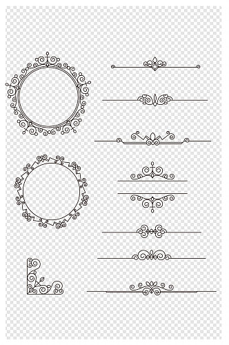 欧式花纹边框纹理分割线线性素材