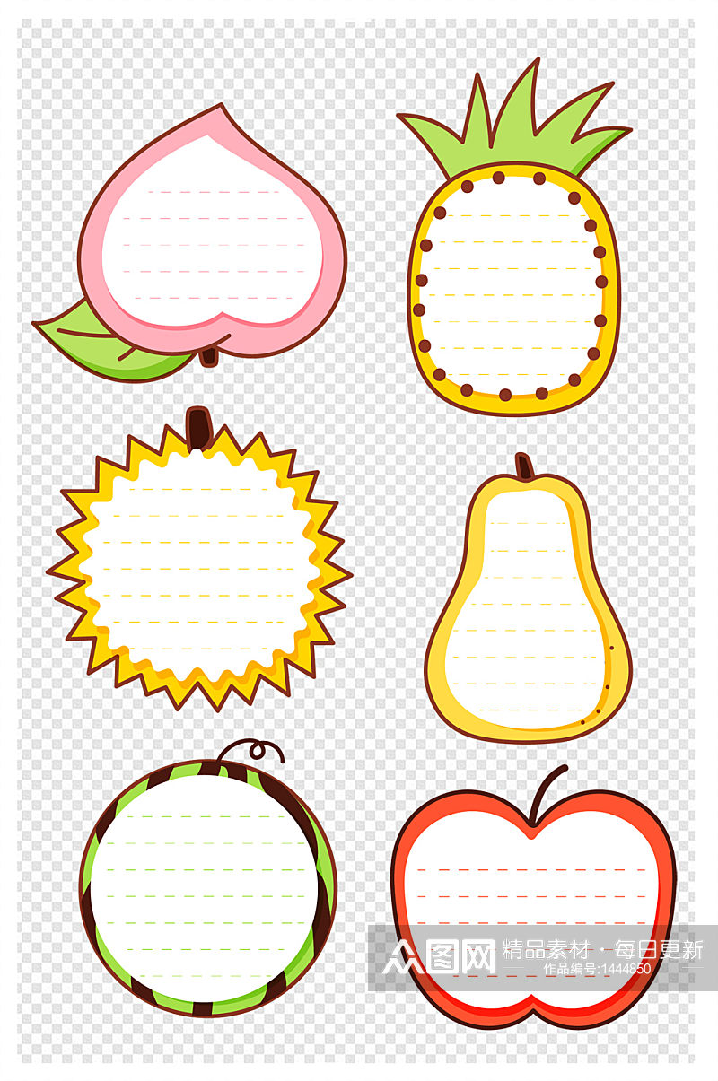 卡通贴纸便利贴水果造型边框对话框文本框素材