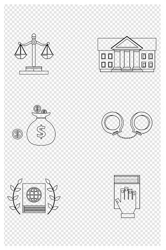 线描手绘可爱卡通世界法律日法院相关元素