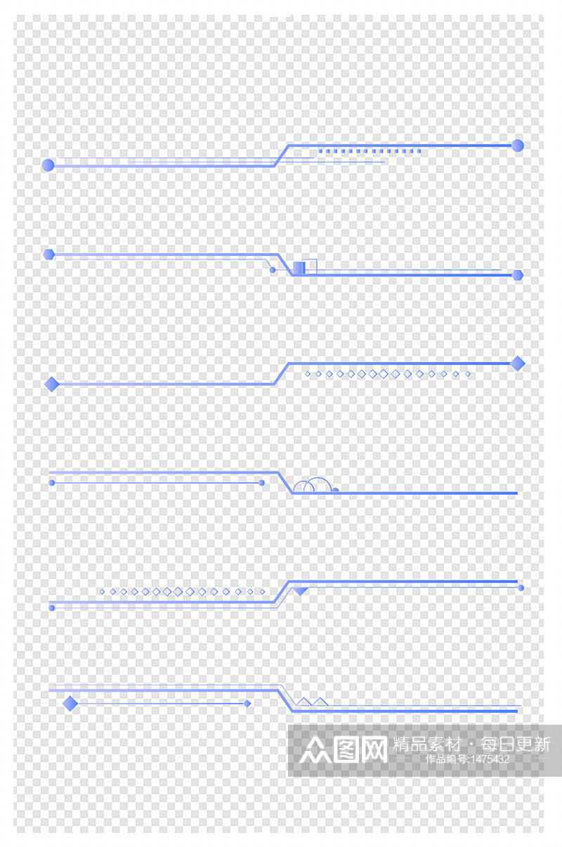 商务边框边线蓝色渐变页眉页脚页码分割线素材