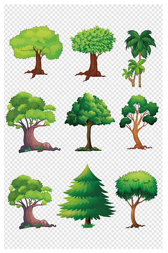 绿色大树卡通树素材树
