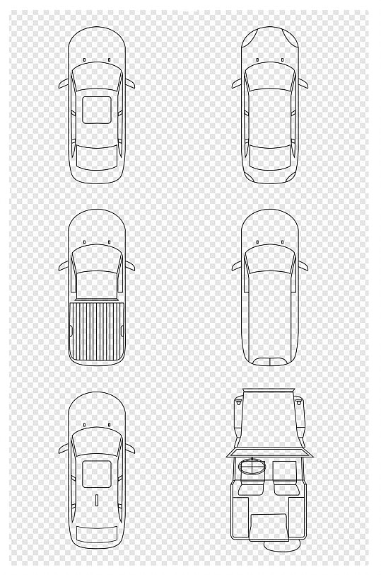 汽车线稿线条俯视图图案