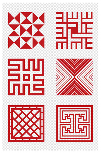 简约中国风花纹创意古典红色中式纹样