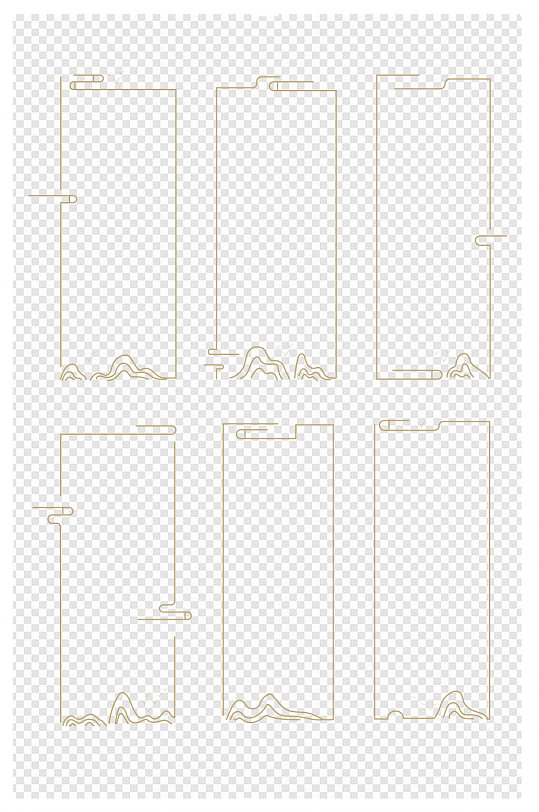 中国风古典山纹云纹飞鸟装饰边框标题框
