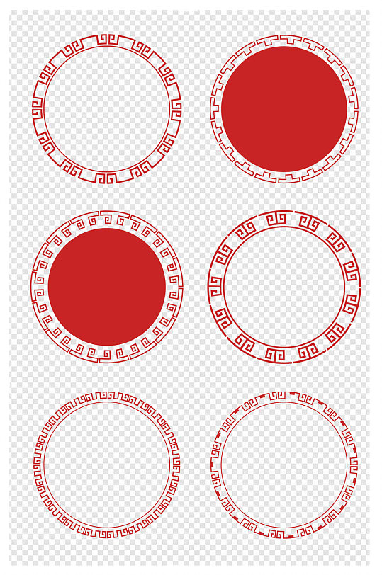 中式圆形边框中国风古典回纹花纹边框