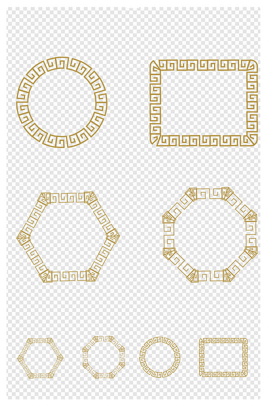 欧式边框回形装饰元素中国红新年古典回形纹边框中国风古典传统回形纹