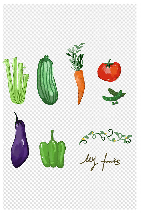 绿色蔬菜食物美食手绘卡通可爱