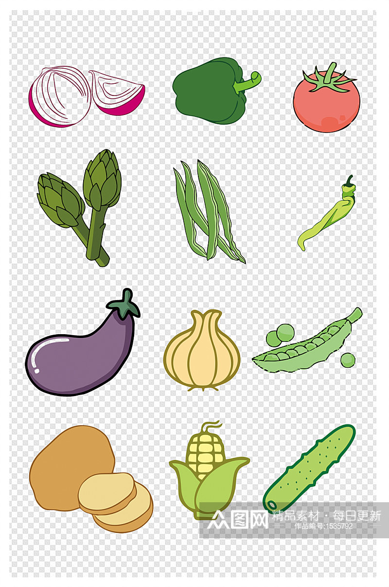 手绘蔬菜元素果蔬素材