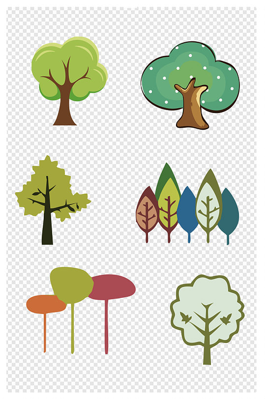 绿色小树卡通树木