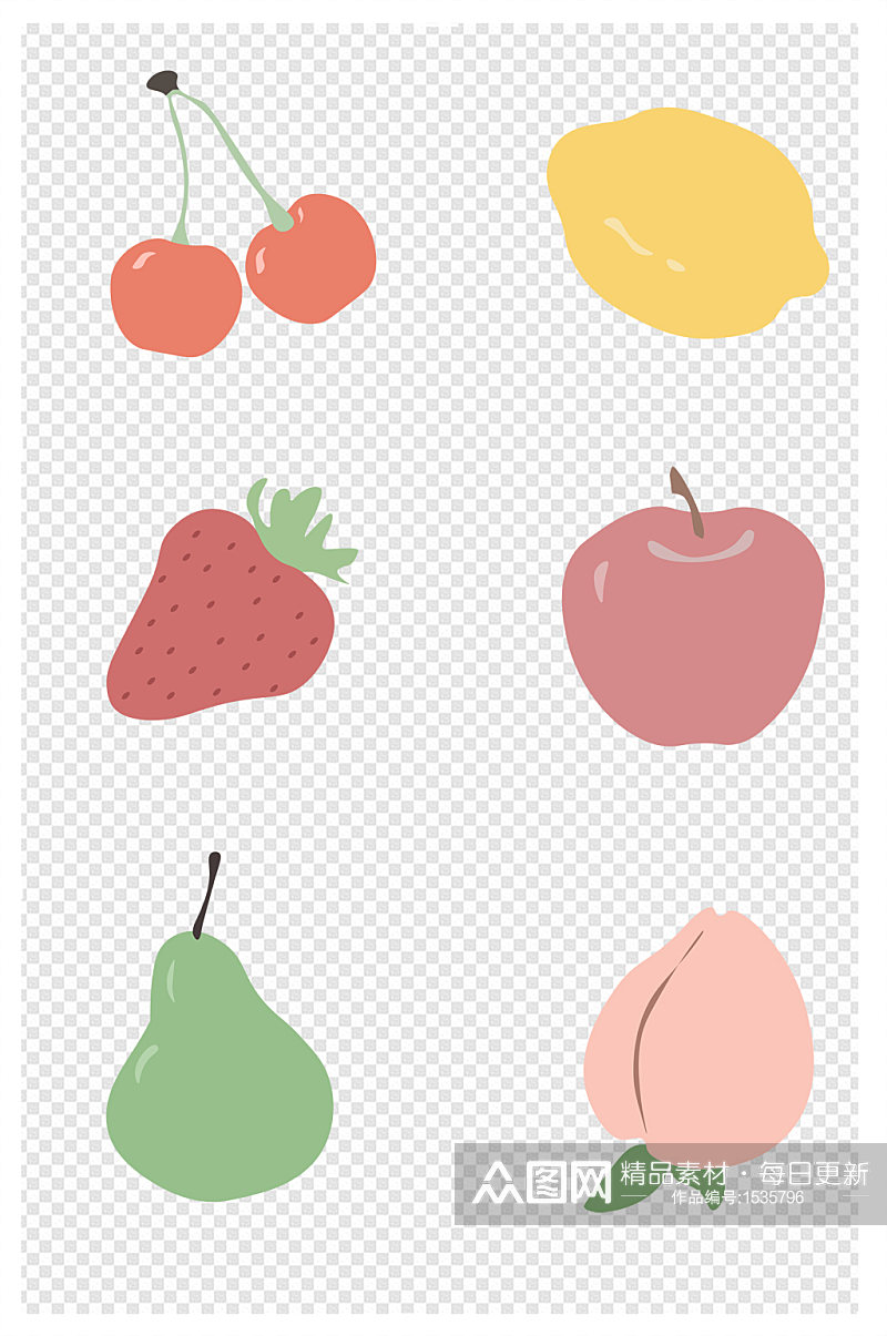 小清新水果卡通图案元素素材