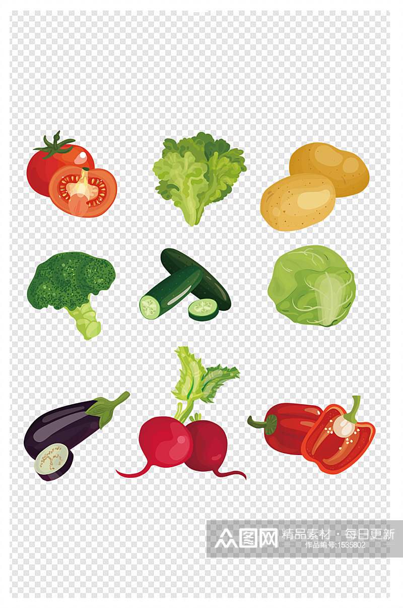 卡通风格蔬菜元素素材