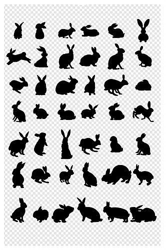 自然环境野生动物兔子复活节中秋节手绘剪影