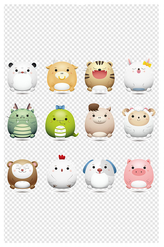 q版十二生肖矢量动物可爱卡通手绘插画牛羊
