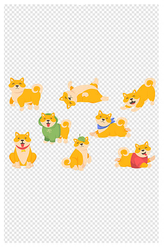 微信可爱图标 手绘各种可爱的宠物狗图标插画