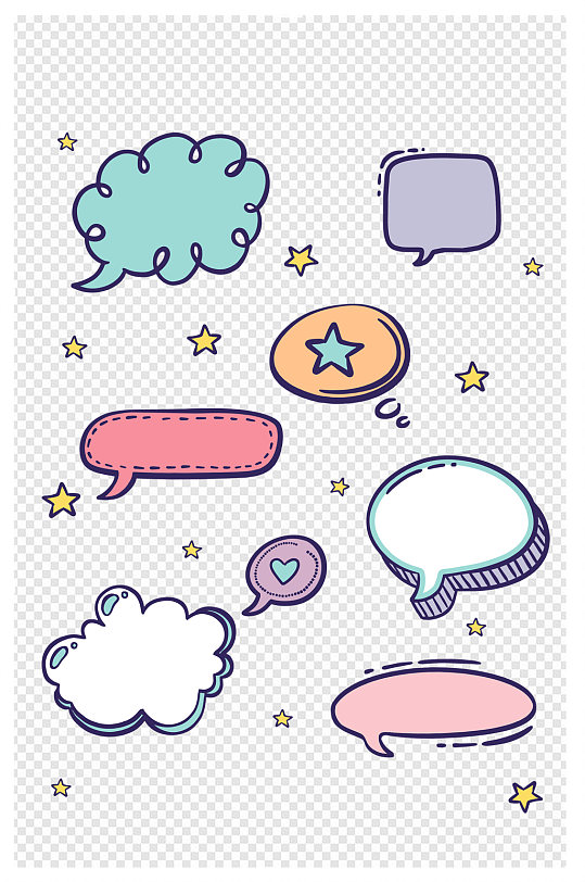 可爱清新手绘纹理气泡对话框边框元素