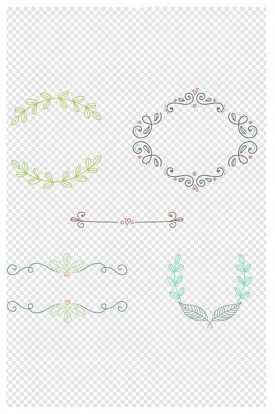 手绘花环花纹标题框素材