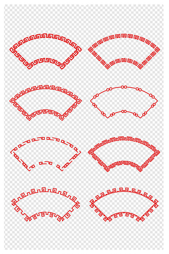 中国红古典花纹回纹扇形边框