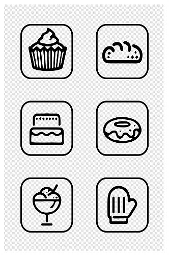 烘焙图标蛋糕冰淇淋面包图标芝士甜甜圈烘烤