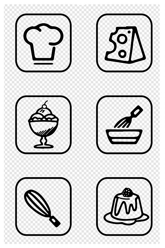 烘焙图标蛋糕冰淇淋面包图标芝士甜甜圈烘烤