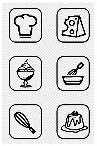 烘焙图标蛋糕冰淇淋面包图标芝士甜甜圈烘烤